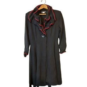 Song & Sung Swing Coat Retro 50s Women's Large Gray Stretch Ruffled Jacket